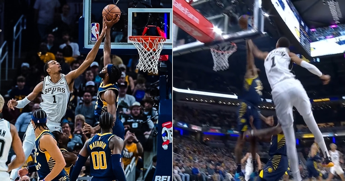 NBA / 【影片】你也有今天？溫班亞瑪轉身灌籃遭阻！溜馬小將原地升空賞他1記麻辣鍋
