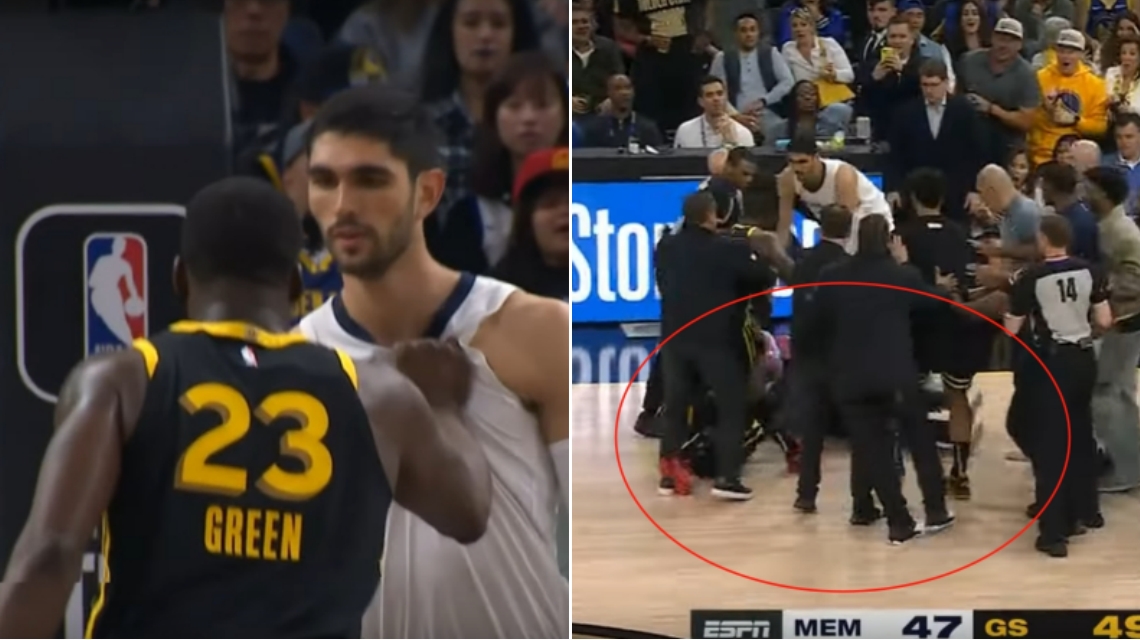 NBA / 【影片】又有大場面了？追夢拽著阿爾達馬球衣警告，小裴頓灰熊主教雙雙倒地！