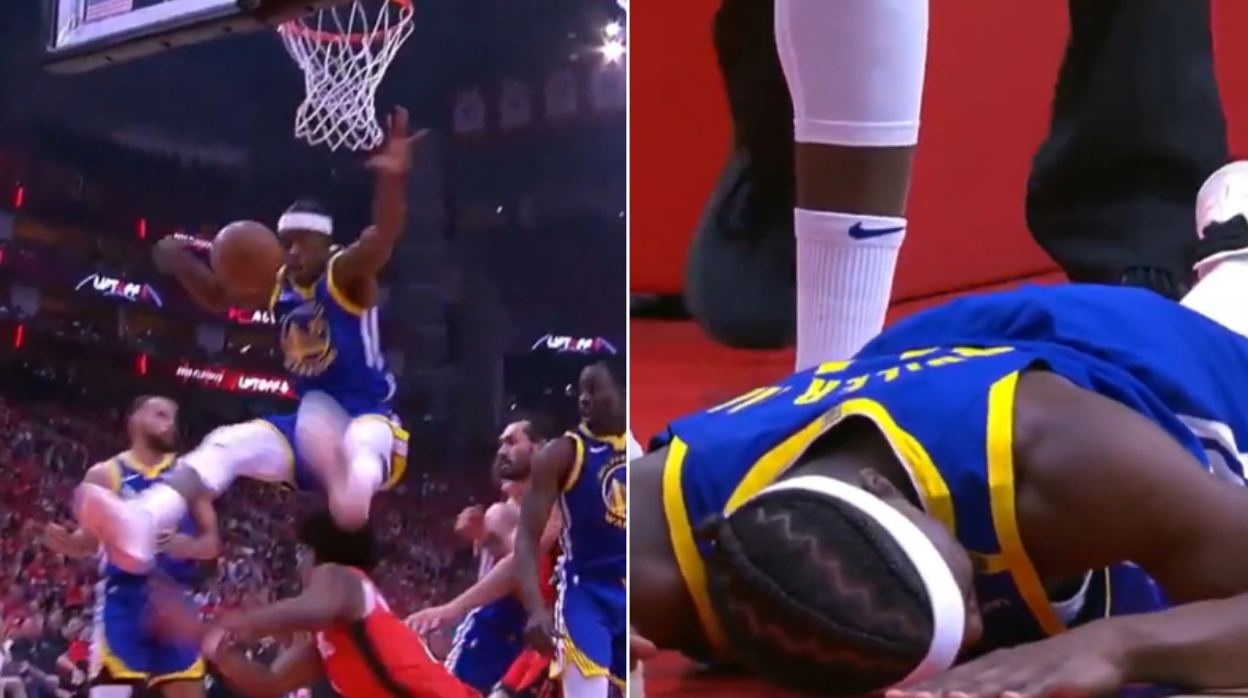 NBA / 【影片】巴特勒在空中被阿門撞翻！背部倒地痛苦不已，現在返回更衣室！