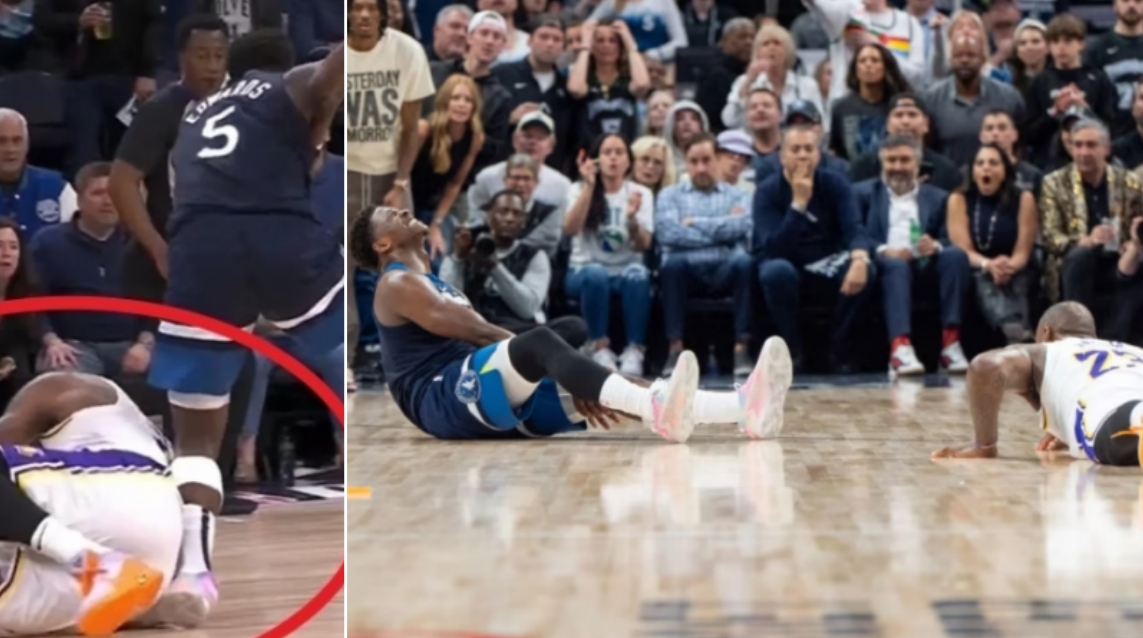 NBA / 【影片】詹姆斯險撞傷愛德華引熱議：倒地撲搶壓到對手腿部，球迷吐槽動作太危險了！